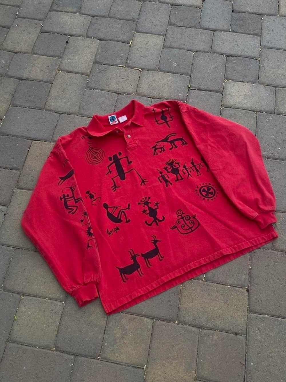 Vintage wek Red polo shirt with unique design